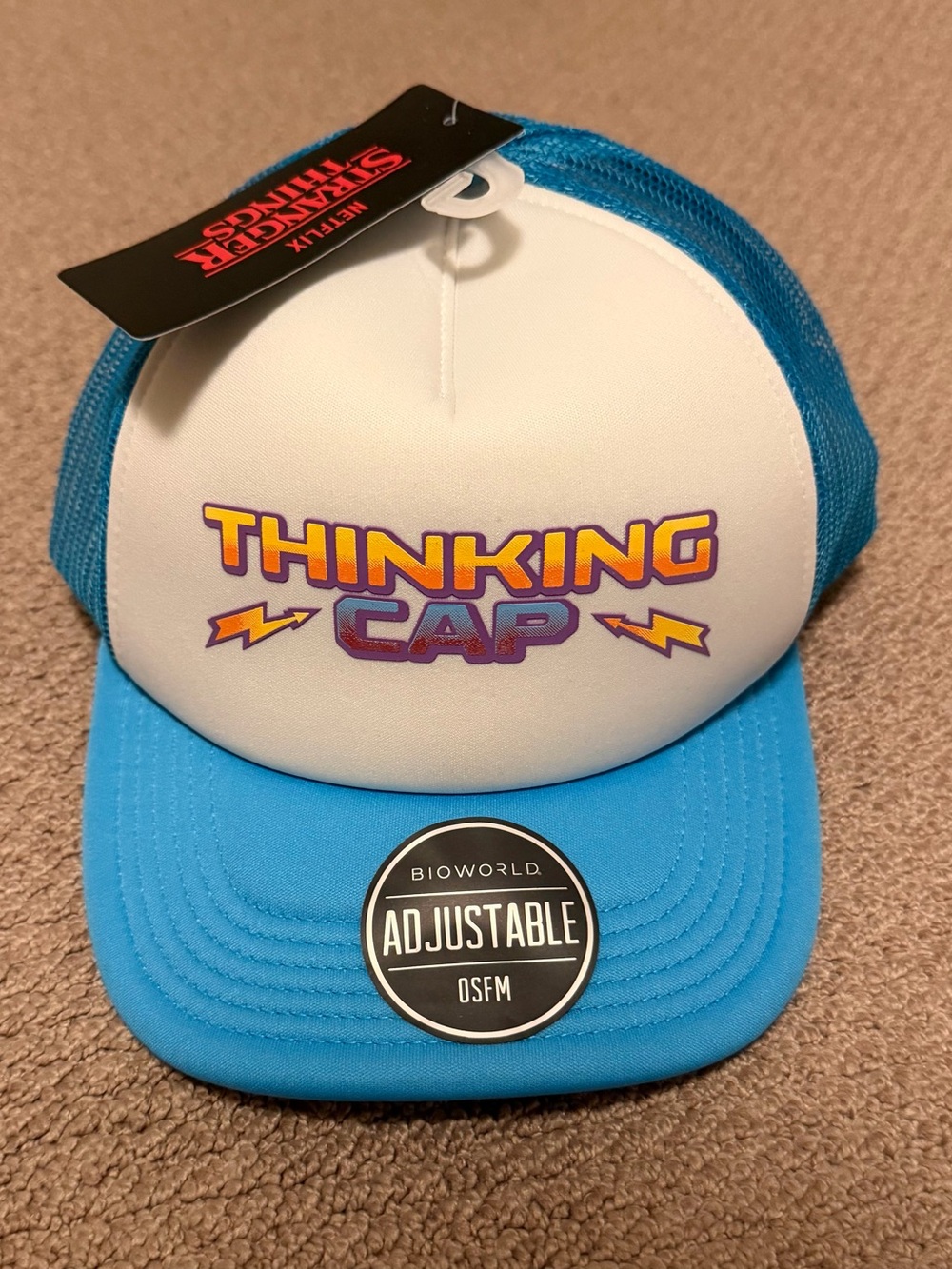 Stranger Things - Dustin’s Blue and White 'Thinking Cap' Adjustable Trucker Hat